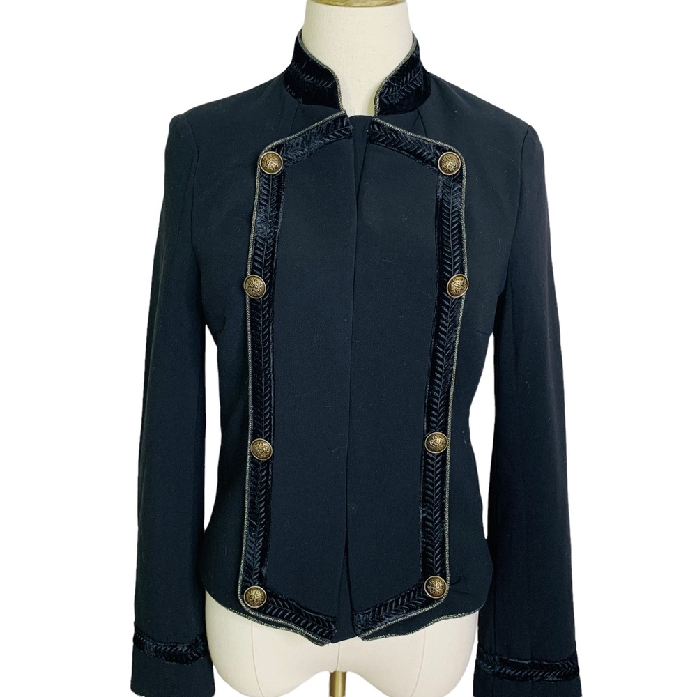 Monsoon sz 4 Black Military Piped Jacket Blazer 3158 - Picture 2 of 11